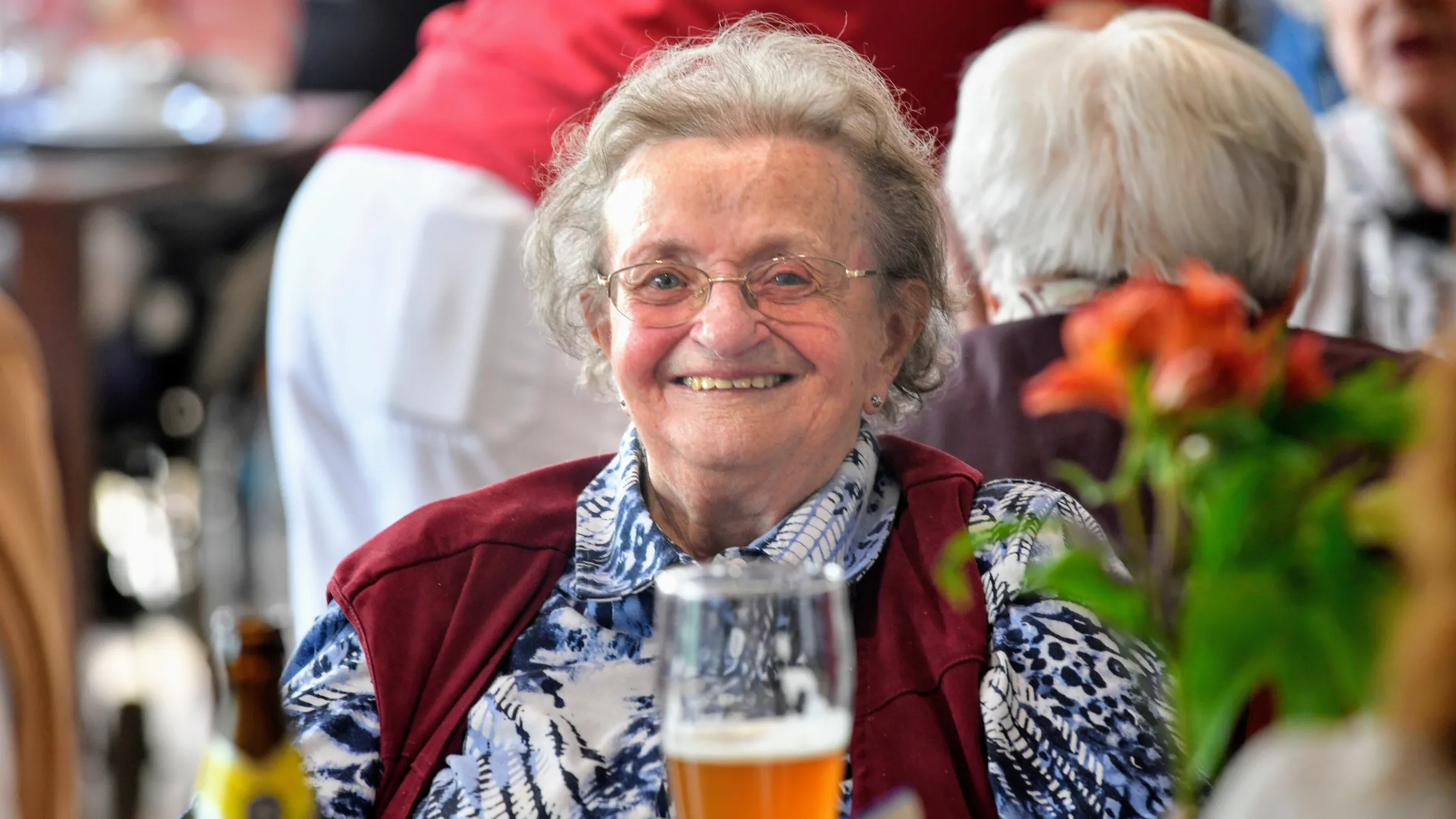 Resident enjoys a traditional Bavarian breakfast of white sausage