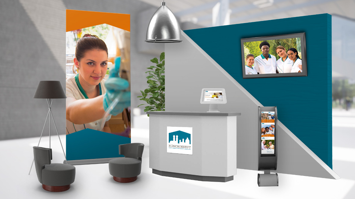 Digitaler Messestand der Münchenstift bei der virtuellen Job- und Ausbildungsmesse 2021